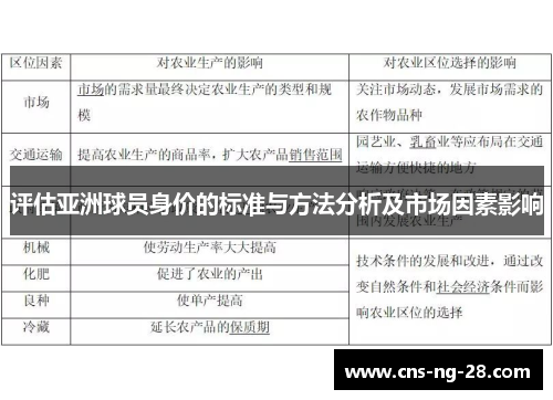 评估亚洲球员身价的标准与方法分析及市场因素影响 评估亚洲球员身价的标准与方法分析及市场因素影响