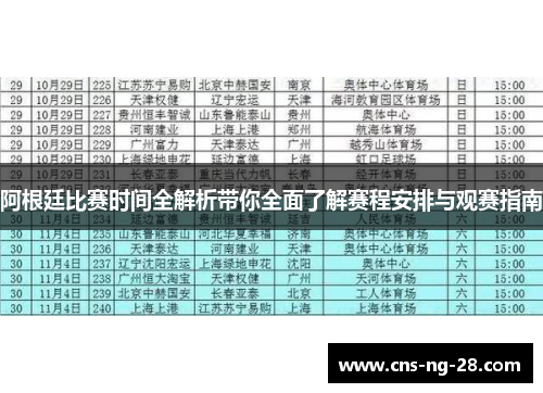 阿根廷比赛时间全解析带你全面了解赛程安排与观赛指南 阿根廷比赛时间全解析带你全面了解赛程安排与观赛指南